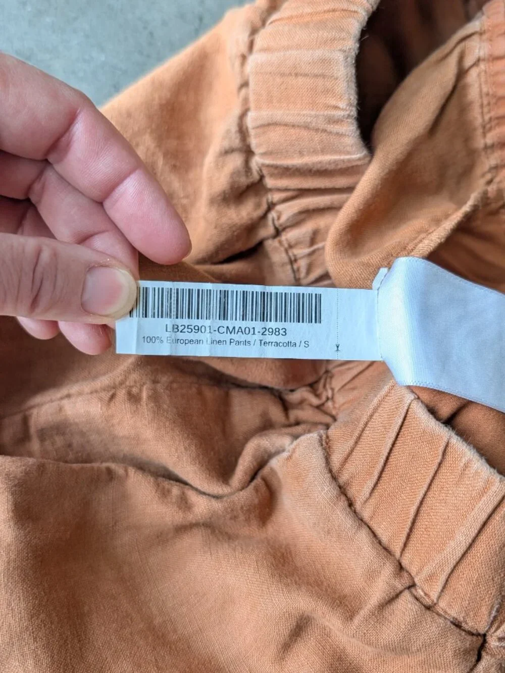 Quince 100% European Linen Pants in Terracotta Orange small